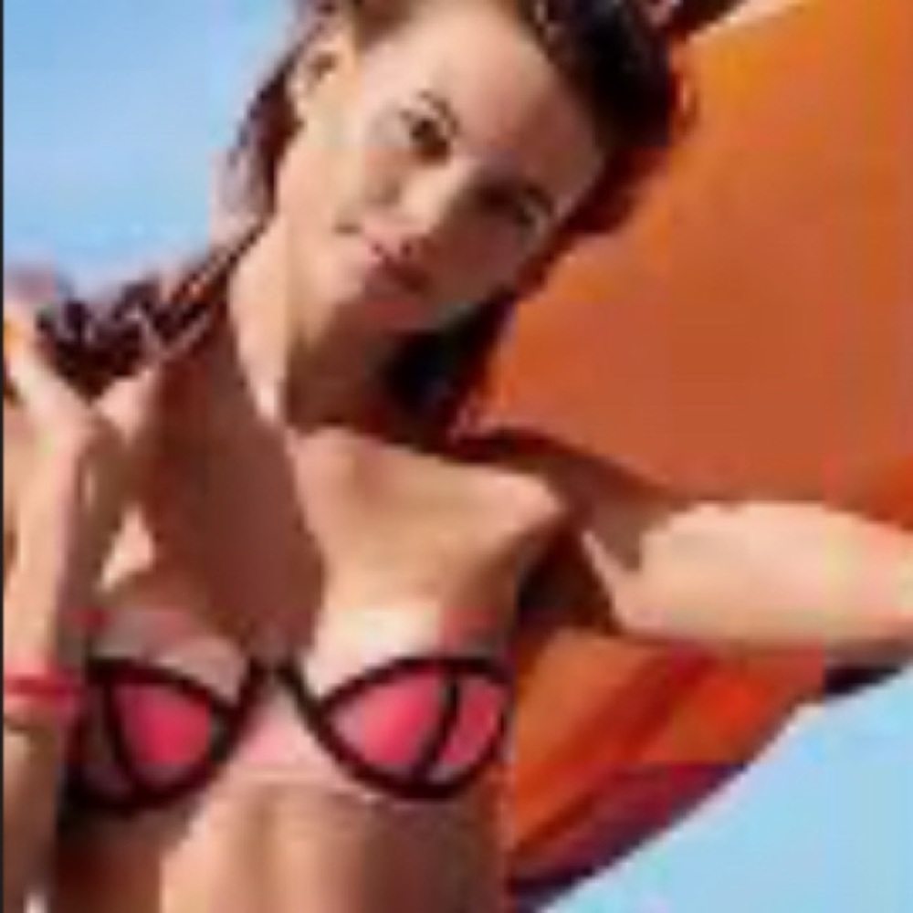 NWOT Victorias Secret color block strapless straps peach,salmon bikini Small 34B